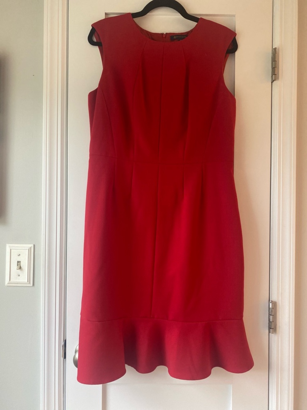 Brooks Brothers Red Sleeveless Peplum-Hem Midi Dress